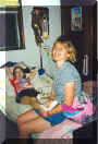 Me getting a foot rub by Colleen from Cummings Elementary School.