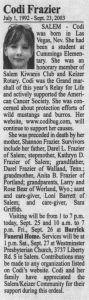 Obituary for Codi Frazier