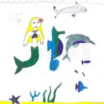 Artwork by Codi: "Ocean with mermaid and other sea life"